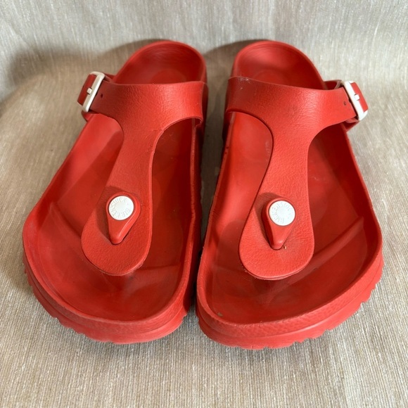 BIRKENSTOCK Sz 6 Gizeh Red EVA Rubber Toe Post Slip On Slides Sandals - Picture 2 of 9